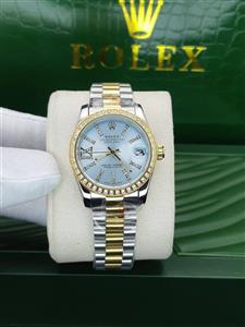 ساعت زنانه رولکس نگین دار دیت جاست کیفیت عالی رنگ ثابت موتور ژاپن  کد 1917574