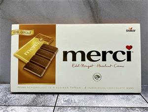 شکلات تخته ای مرسی با طعم خامه و فندق merci 