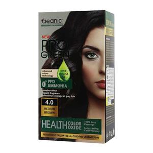 کیت رنگ موی بدون آمونیاک زنانه کلینیک قهوه ای متوسط شماره 4.0