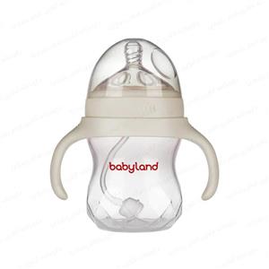 شیشه شیر طلقی pp  کولیک 180 میل بی بی لند دسته دار ضد نفخ ( طرح اونت ) کد babyland 200