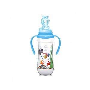 شیر خوری ضد نفخ کلاسیک طلقی فندقی با دهانه باریک دسته دار  240 میل بی بی لند کد 358  babayland
