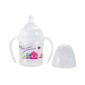 شیر خوری ضد نفخ کلاسیک فندقی با دهانه پهن دسته دار  150 میل بی بی لند کد 356  babayland
