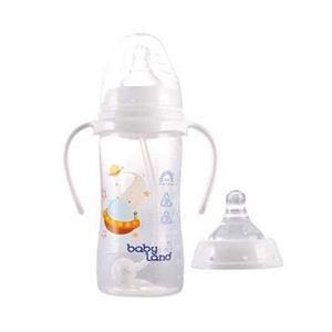 شیر خوری ضد نفخ کلاسیک فندقی با دهانه پهن دسته دار  330 میل بی بی لند کد 357  babayland