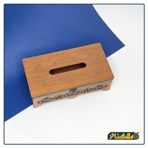 جعبه دستمال کاغذی چوبی  مدل طرحدار کد 17 