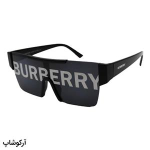 عینک آفتابی فانتزی BURBERRY با فریم مشکی رنگ، عدسی دودی تیره و یکسره مدل 6106 