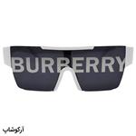 عینک آفتابی فانتزی BURBERRY با فریم سفید رنگ، عدسی دودی تیره و یکسره مدل 6106