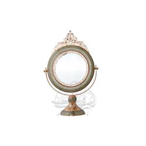آینه گرد تاجدار خاتم کاری طرحدار 