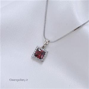 پلاک گردنبند یاقوت اتمی ژوپینگ رکاب سیلور E-1176
