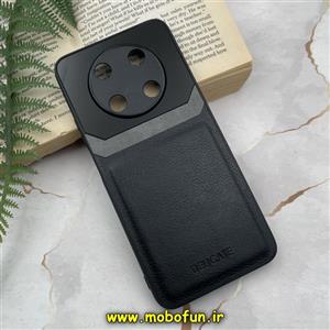 قاب گوشی Huawei Nova Y90 هوآوی طرح چرم و گلس دلیکات DELICATE محافظ لنز دار مشکی کد 22