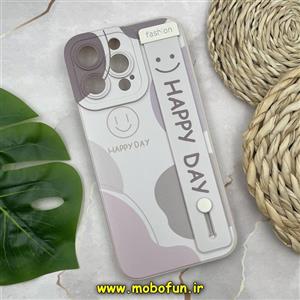 قاب گوشی iPhone 14 Pro Max آیفون دستبندی سیلیکونی GOOD LUCK لبخند Fashion محافظ لنز دار طرح لاکچری HAPPY DAY کد 345