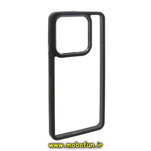 قاب گوشی Redmi Note 13 Pro 5G - Poco X6 شیائومی اورجینال متال کیس Metal طرح پشت طلق شفاف دور سیلیکونی مشکی کد 57