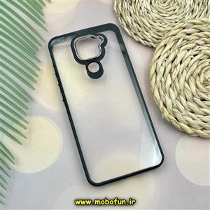 قاب گوشی Redmi Note 9 شیائومی نیو اسکین NEW SKIN اورجینال متال کیس Metal طرح پشت طلق شفاف دور سیلیکونی مشکی کد 626