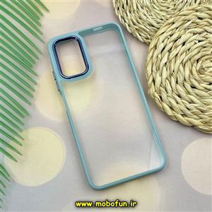 قاب گوشی Poco M3 شیائومی اورجینال متال کیس Metal طرح پشت طلق شفاف دور سیلیکونی آبی فیلی کد 439