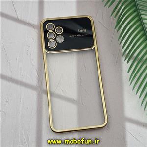 قاب گوشی Galaxy A13 4G - Galaxy A04S سامسونگ طرح الکتروپلیتینگ ژله ای شفاف اورجینال Camera Lens محافظ لنز دار طلایی کد 910