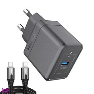 شارژر دیواری ۳۵ وات هیسکا مدل H-119GAN به همراه کابل تبدیل USB-C