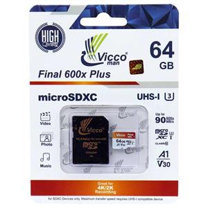 کارت حافظه Micro SDHC ویکومن مدل Final 600X ظرفیت 64 گیگابایت UHS-I U3 کلاس 10 با آداپتور 