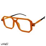 عینک طبی نقطه‌ای نارنجی رنگ، مربعی شکل، دسته دو رنگ مشکی و نارنجی MARC JACOBS مدل 8709