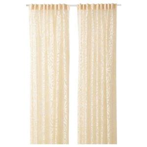 1 جفت پرده حریر طرح‌دار ایکیا SKAREFLY بژ، 145×300 سانتی‌متر