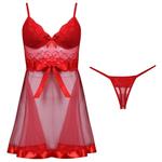 لباس خواب زنانه قرمز مدل گیپور گلدار کد ۳۶۸۵-۸۲۰