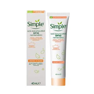 کرم مرطوب کننده ضد افتاب سیمپل Simple مدل Triple Protect Moisturiser SPF30 حجم 40 میلی لیتر 