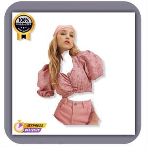 شومیز کراپ مجلسی زنانه آستین پرنسسی گلدار Trend Alaçatı Stili ALCM-006-001