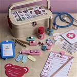اسباب بازی پزشکی با جعبه چوبی دسته دار کد 997- first aid doctor toy set