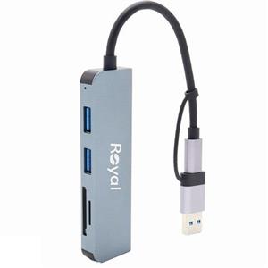 هاب 5 پورت USB3.0 و Type-C رویال مدل RHC-30