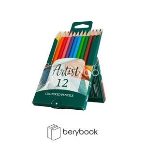 arya / مداد رنگی / آرتیست / 12 رنگ / جعبه مقوایی / سبز رنگ / 3601