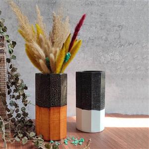 گلدان چند ضلعی بلند ( ساده و پتینه شده)