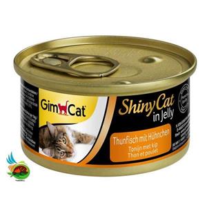 کنسرو گربه جیم کت با طعم ماهی تن و مرغ Gimcat shiny cat in jelly with tuna & chicken وزن ۷۰ گرم