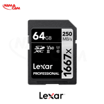 کارت حافظه 64 گیگابایتی لکسار 1667x سری نقره‌ای Lexar 64GB 1667x UHS-II