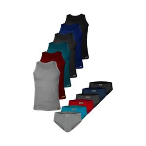 ست شورت و زیرپوش رکابی مردانه تولیدی پاران مدل نخ پنبه خالص صادراتی مجموعه 6 عددی