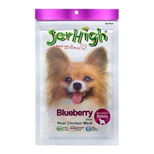 تشویقی سگ جرهای با طعم بلوبری Jerhigh Chicken Blueberry Sticks وزن 60 گرم 