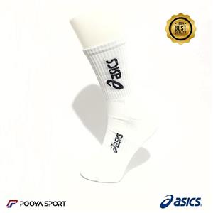 جوراب ورزشی حوله ای کبریتی asics اعلا ساق متوسط سفید 