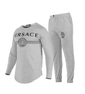 ست بلوز و شلوار مردانه دمپا کش Versace ساده یقه گرد کد 00056 