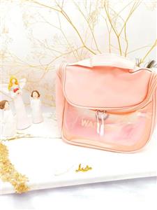 کیف آرایشی واشبگ بیضی صورتی سایز بزرگ  WASHBAG