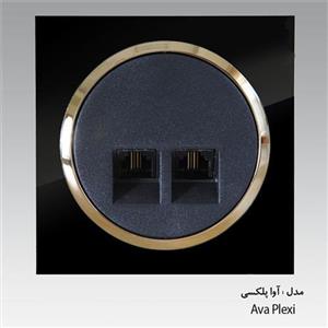 سوکت تلفن دوقلو (4خط) / آوا پلکسی مشکی زه طلایی