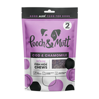 تشویقی سگ آرامش بخش ماهی با بابونه پوچ اند مات Pooch mutt CALMING FISH HIDE CHEWS 