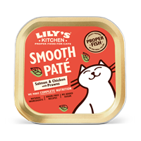 ووم گربه پته مرغ و سالمون و میگو لیلیز کیچن ۸۵ گرم Lily’s kitchen smooth pate salom & chicken with prawns