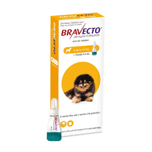 قطره ضدانگل های خارجی براوکتو Bravecto (2 تا 4.5 کیلو) 