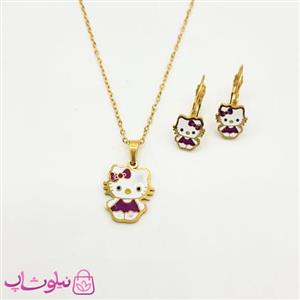 نیم ست بچگانه مدل هلوکیتی بنفش کد 999