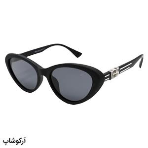 عینک آفتابی زنانه چشم گربه ای با فریم مشکی مات، عدسی پلاریزه و دودی تیره DIOR مدل P5122