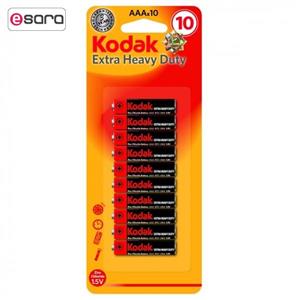 باتری نیم قلمی کداک مدل Extra Heavy Duty بسته 10 عددی KODAK Extra Heavy Duty batteries AAA/10