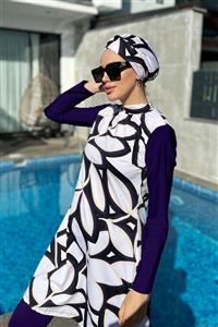 مایو حجابی بورکینی آستین استاندارد طرح دار زنانه Remsa Mayo REMSA-900-400-7-LAC 