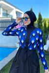 مایو حجابی بورکینی  آستین استاندارد طرح دار زنانه REMSA REMSA-R059-SİYAH