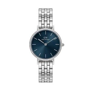 ساعت DW زنانه فلزی گرد استیل صفحه سرمه ای نگین دار DW-5417-L