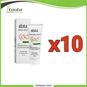 کرم ضد آفتاب spf50 بی رنگ حجم 40 میل ویتابلا پکیج 10 عددی 