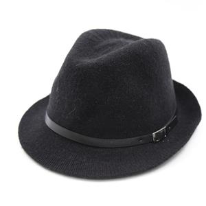 کلاه شاپو مردانه رنگ مشکی بافت مینو باند چرمی سکگ دار کد 2815200 