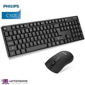 موس و کیبورد وایرلس فیلیپس مدل Philips C501 Wireless Keuboard Mouse Combo