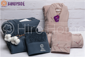 حوله ست دو نفره HANDMADE رنگ کالباسی و نوک مدادی